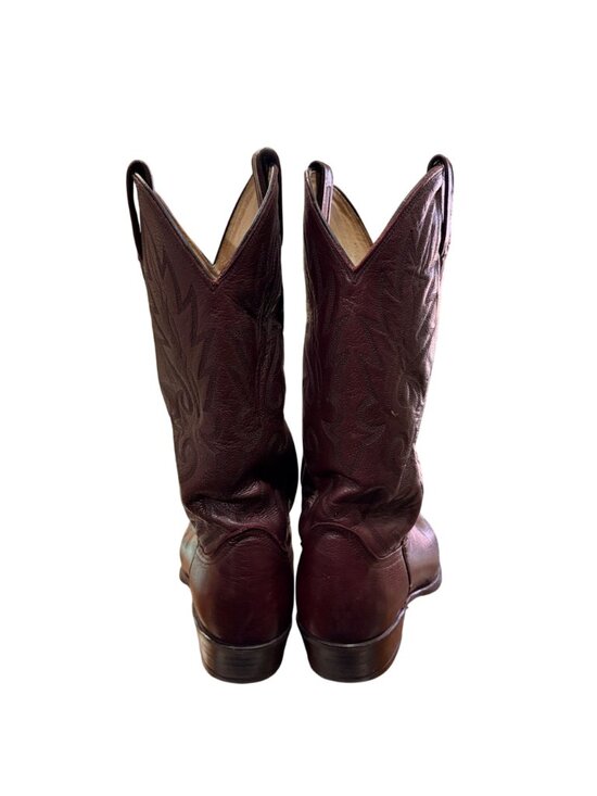 Vintage Dan Post Black Cherry Leather Cowboy Boots Sz 9 D Men’s Western Made USA main image 13